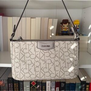 Calvin Klein Beige Monogram Shoulder Bag